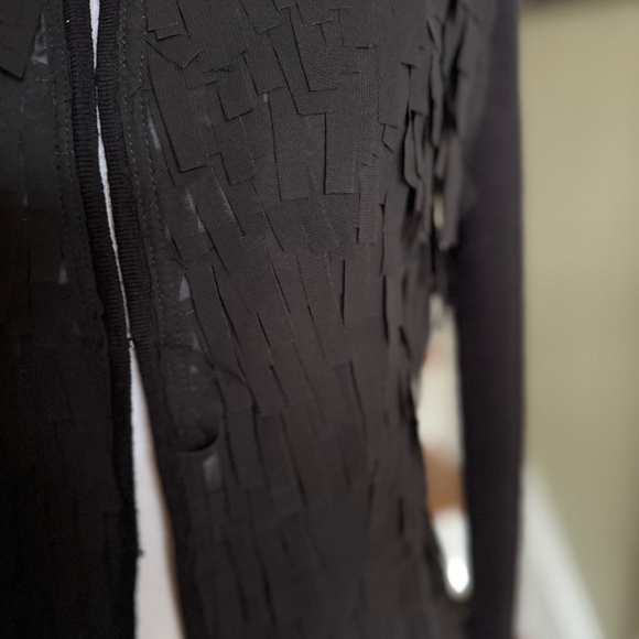 T Tahari Fringed Cardigan Wool/Cotton Sweater Sz S - Picture 4 of 7